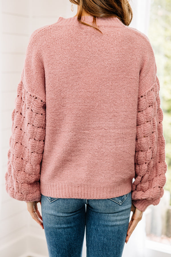 Feeling Close To You Mauve Pink Textured Sweater