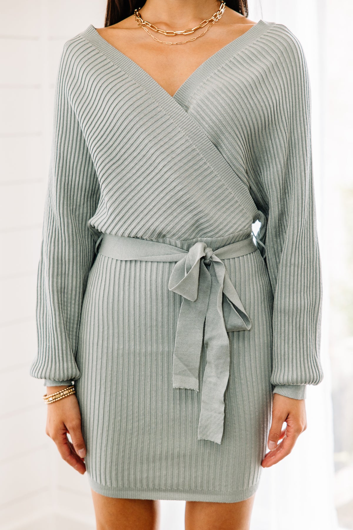 Feeling In Charge Sage Green Knit Dress Shop the Mint