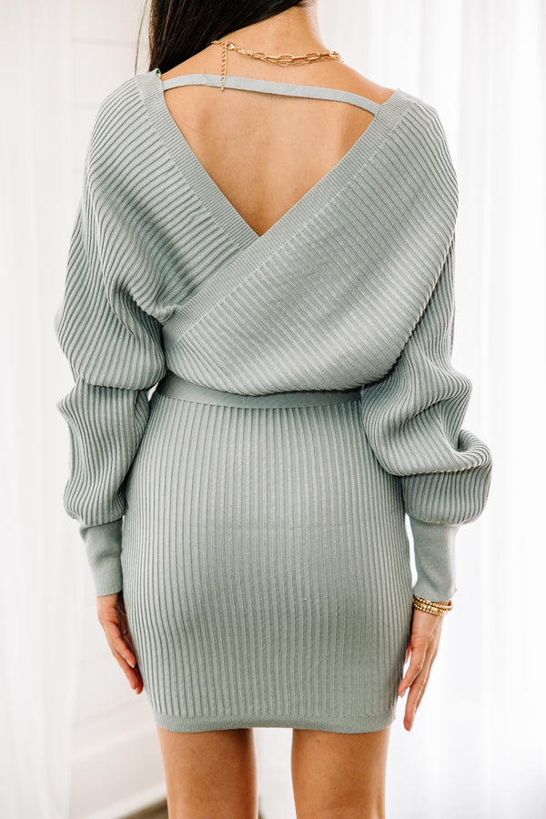 Feeling In Charge Sage Green Knit Dress