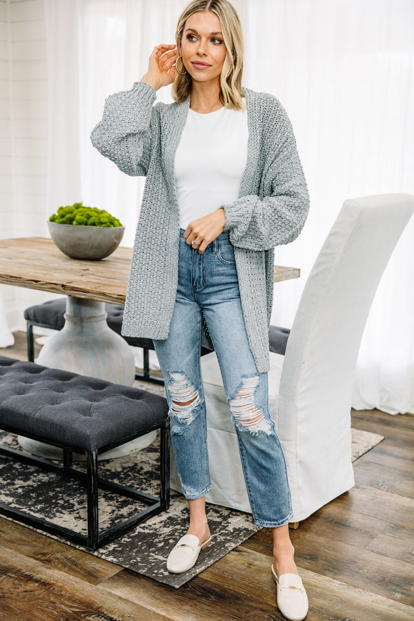 gray knit cardigan 