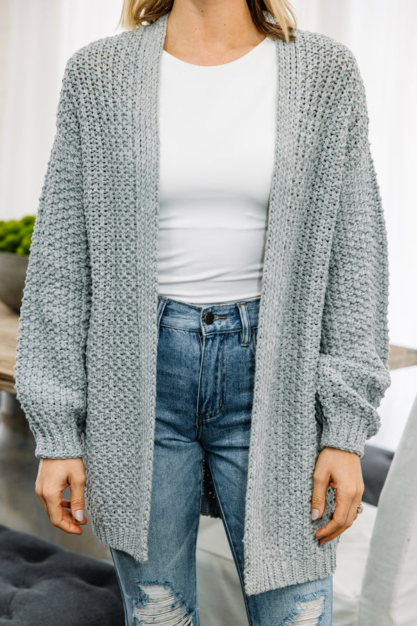 gray knit cardigan 