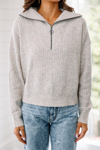 gray ribbed sweater