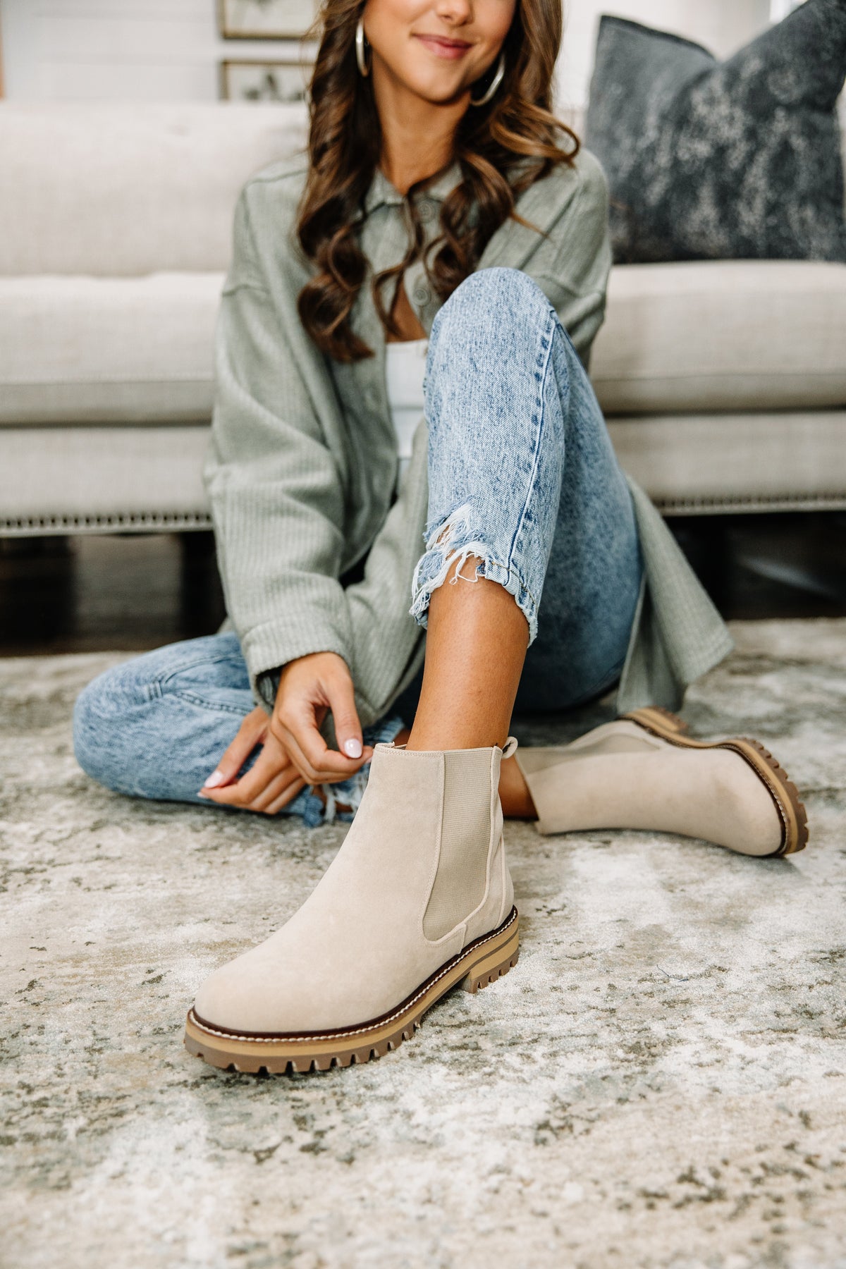 Sand Color Booties Sassy Suede Sand Booties - Trendy Women's Shoes – Shop the Mint