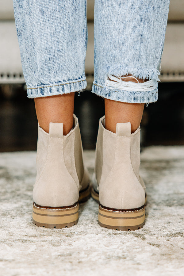 Sand Color Booties Sassy Suede Sand Booties - Trendy Women's Shoes – Shop the Mint