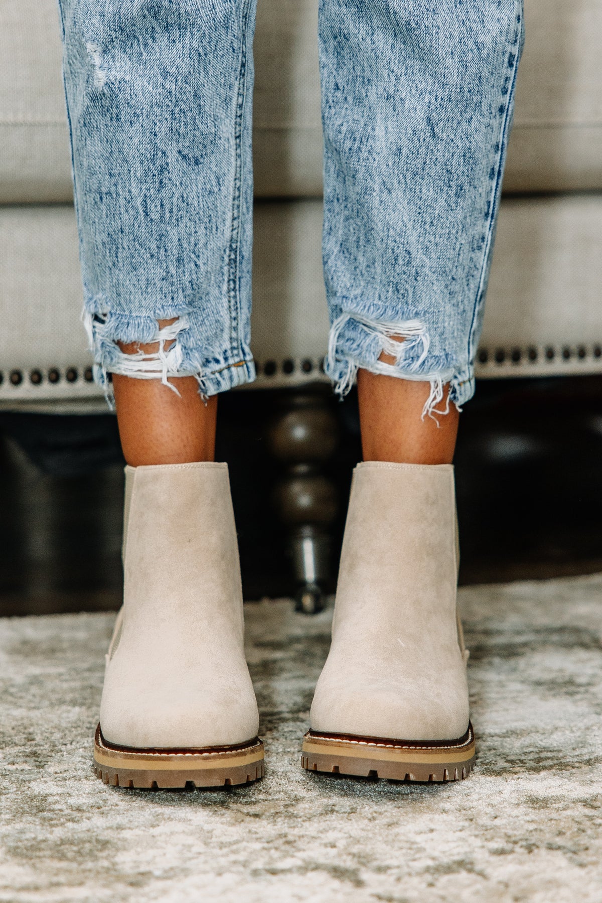 Sand Color Booties Sassy Suede Sand Booties - Trendy Women's Shoes – Shop the Mint