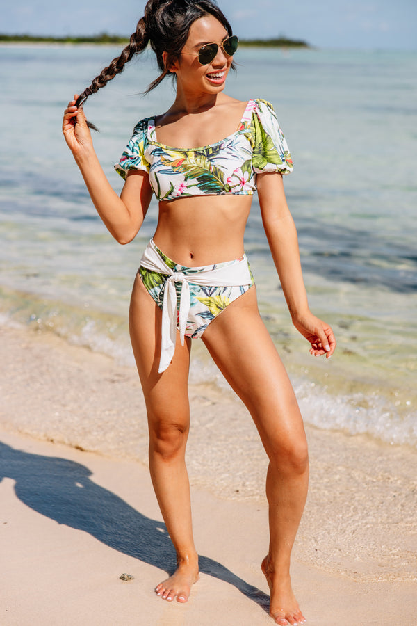tropical printed bikini top