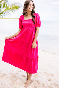 Think About It Fuchsia Pink Midi Dress
