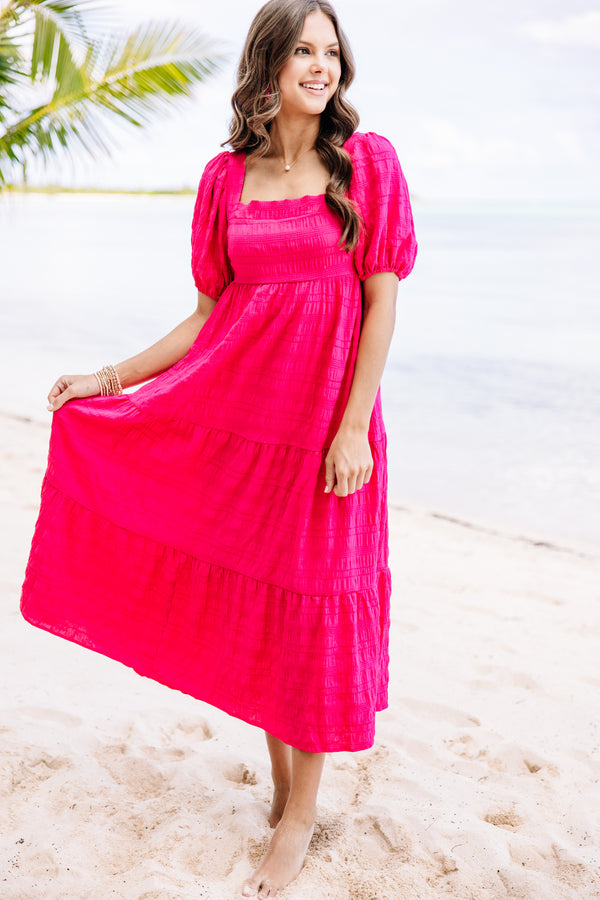 Think About It Fuchsia Pink Midi Dress Shop the Mint Think About It Fuchsia Pink Midi Dress Shop the Mint
