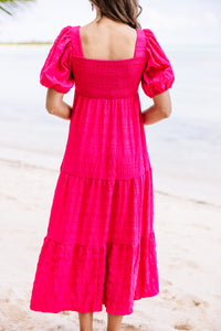 Think About It Fuchsia Pink Midi Dress