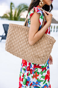 brown straw tote