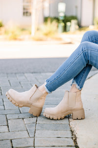 brown chunky booties