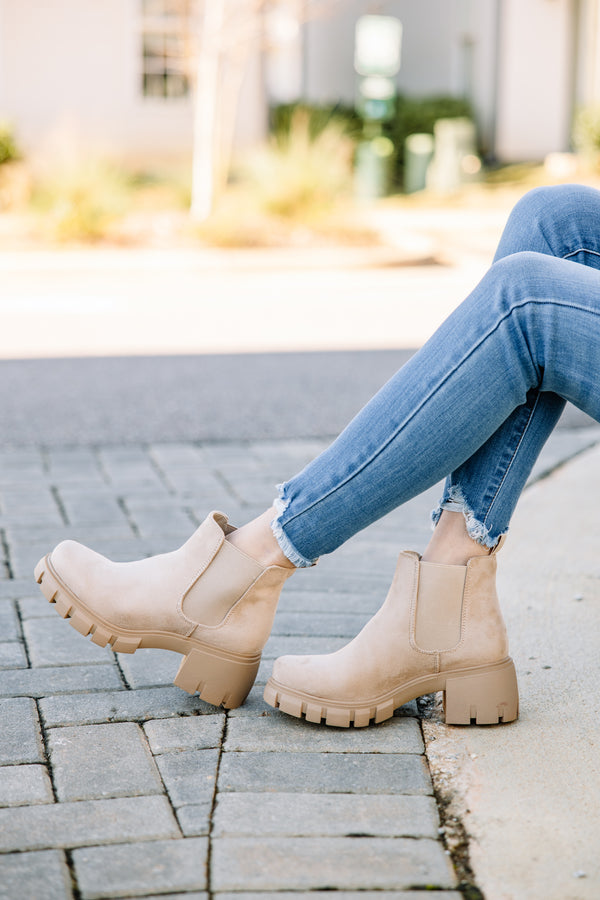 brown chunky booties