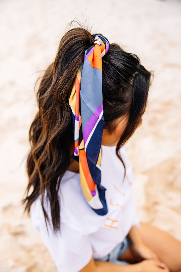 blue abstract hair scarf