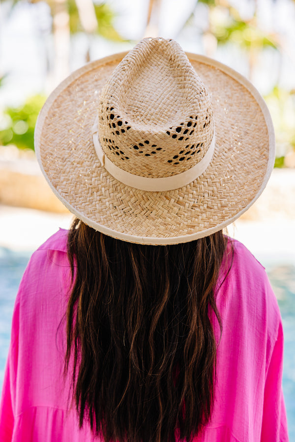 natural hat with bow band