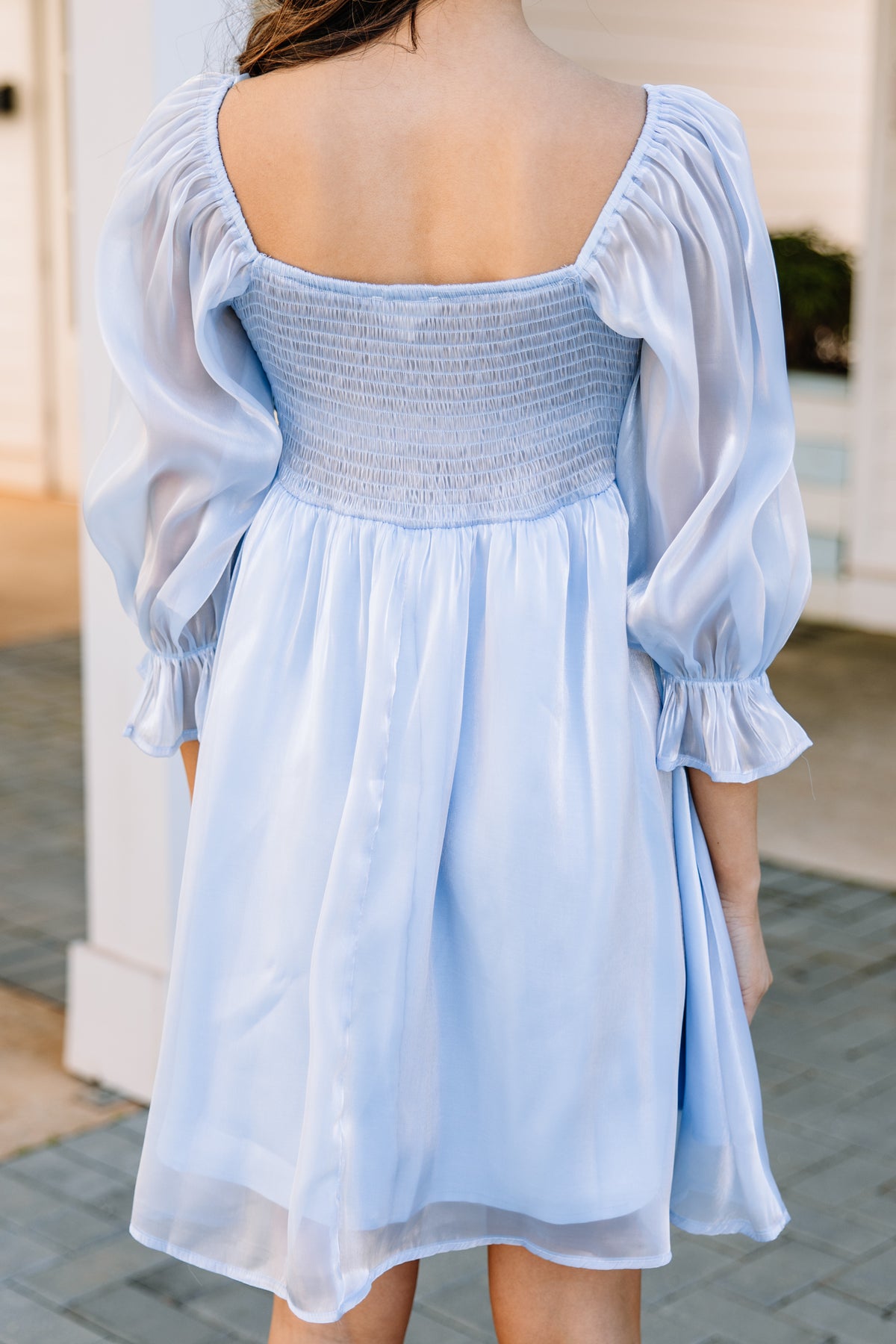 Keep Your Eyes On Me Light Blue Babydoll Dress Shop the Mint