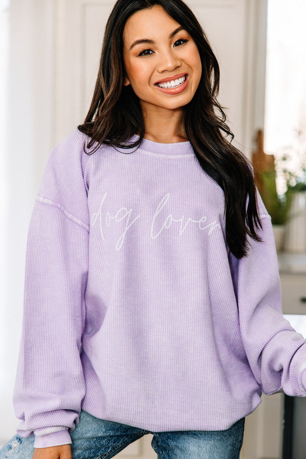 Dog Lover Lilac Purple Graphic Corded Sweatshirt