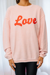pink corded graphic sweatshirt