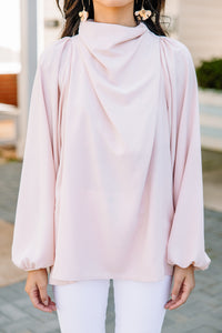 pink cowl neck blouse