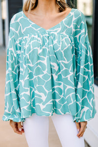 On My Mind Mint Green Abstract Blouse