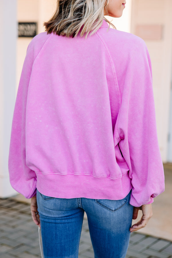 Look It Up Mauve Pink Half Snap Pullover