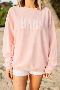Babe Blush Pink Corded Embroidered Sweatshirt
