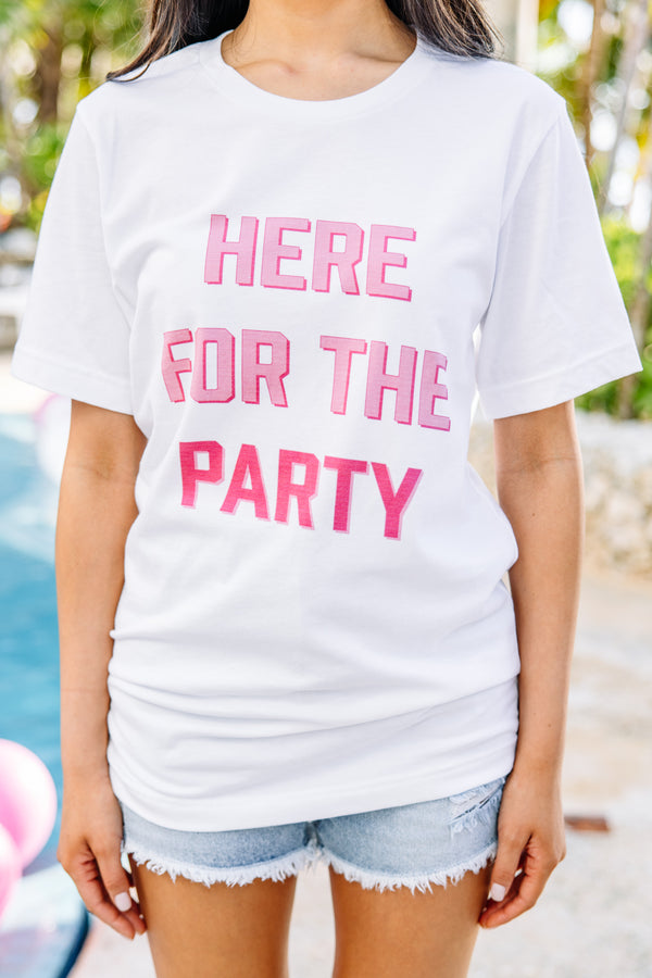 Here For The Party White Graphic Tee