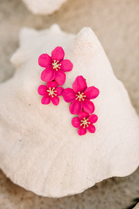 Full Bloom Fuchsia Pink Floral Earrings