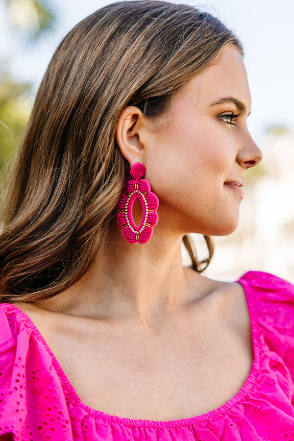 Living Your Life Fuchsia Pink Beaded Earrings
