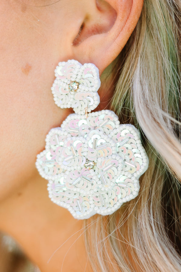 Blooming Beauties White Floral Earrings