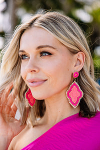 pink beaded earrings