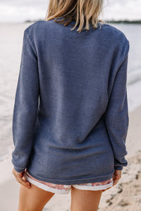 USA Navy Blue Corded Graphic Sweatshirt