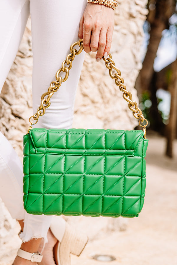 Watch Closely Green Stitched Purse