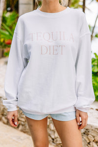 Tequila Diet White Corded Graphic Sweatshirt