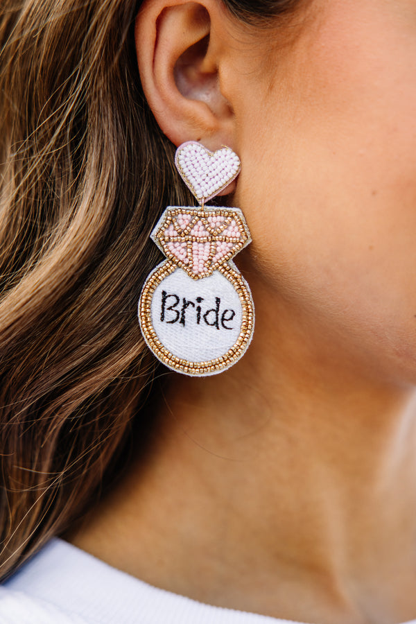 Bride and Bling White Earrings