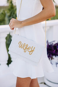 Wifey White Beaded Clutch/Purse