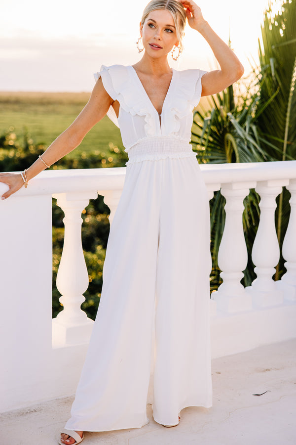 Living The Dream White Ruffled Jumpsuit