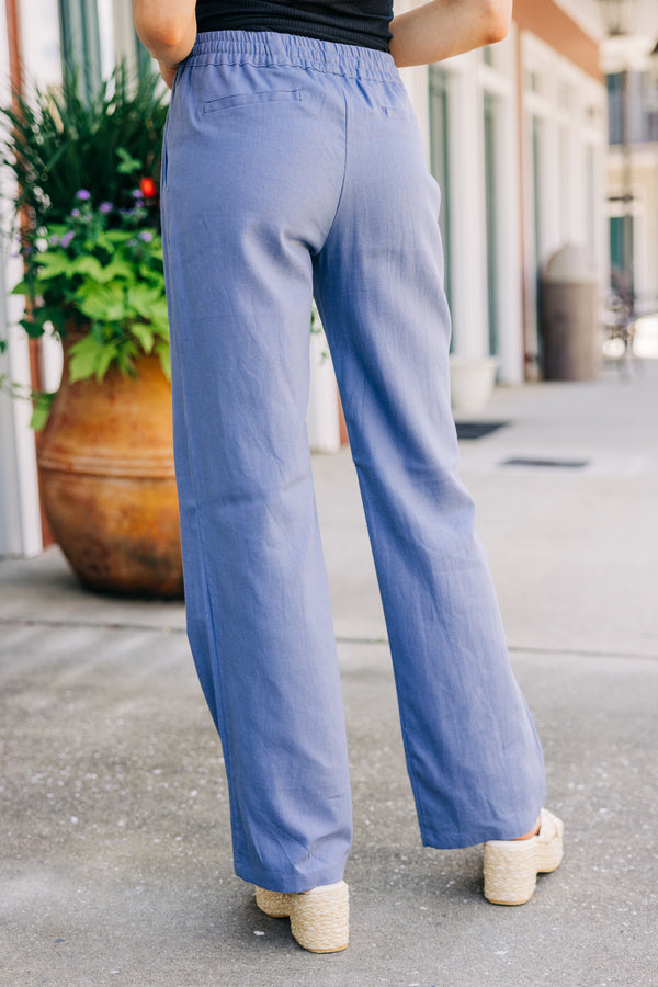 blue linen pants