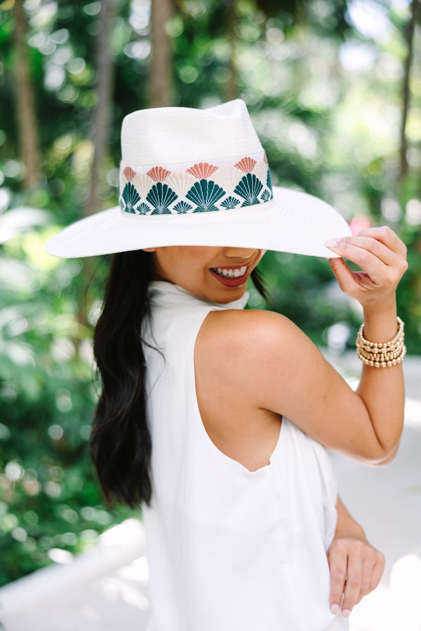 Olive & Pique: Stand Tall White Straw Banded Hat