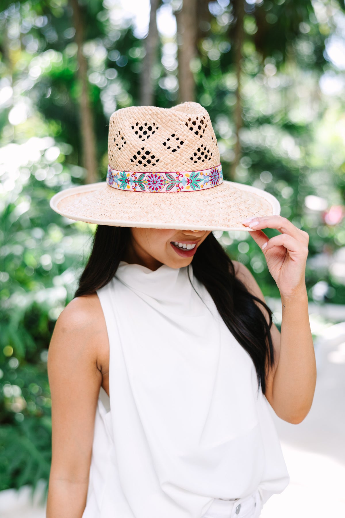 Olive & Pique Purple Emma Straw Woven Hat Women main image 3