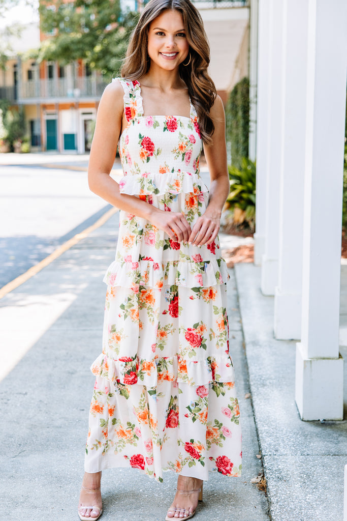 Happy For You Ivory White Floral Maxi Dress – Shop the Mint