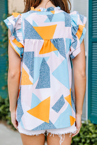 Dreaming About You Blue Geometric Blouse