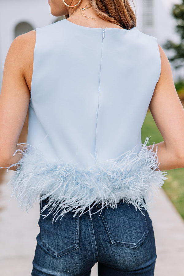 bold feather trim blouse