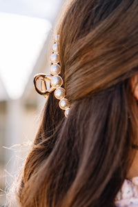 Love You More Gold Pearl Studded Clip