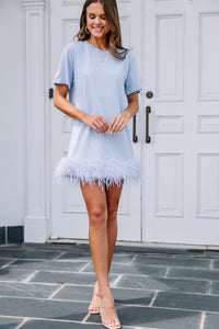 feather trim t-shirt dress