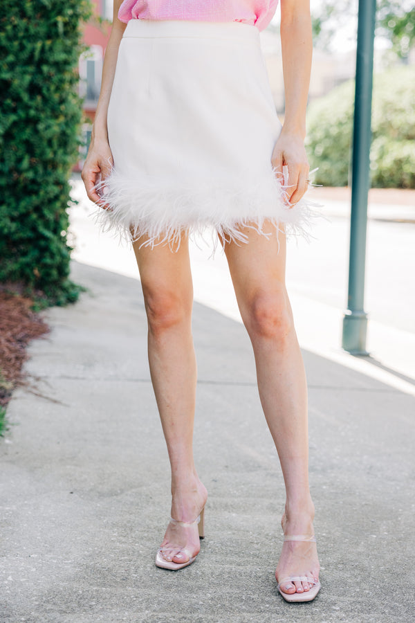 Be The Drama White Feather Trim Skirt – Shop the Mint