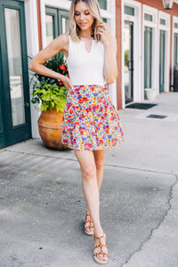 white ditsy floral skirt