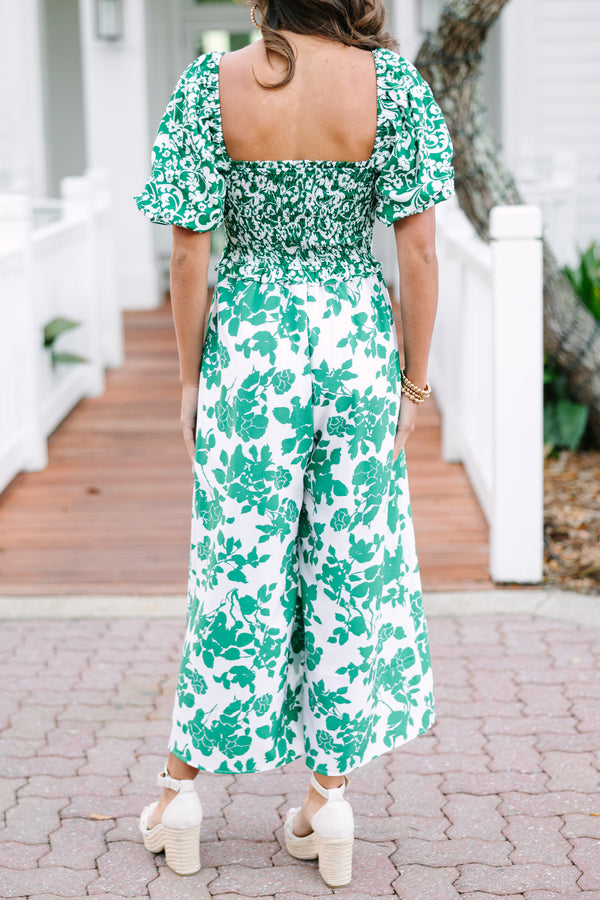 Lots To Love Green Floral Jumpsuit