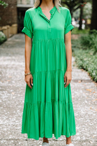 Let's Hang Out Kelly Green Tiered Maxi Dress
