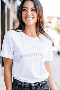 Here For The Cowboys White Graphic Tee