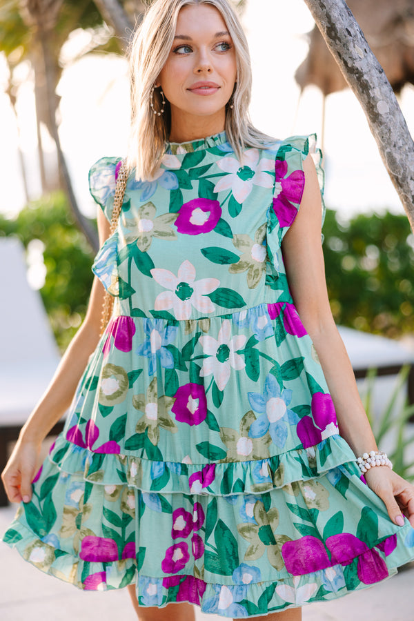 A True Beauty Sage Green Floral Dress